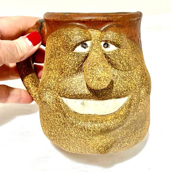Vintage Studio Art Pottery Ugly Face Coffee Tea Mug Funny Whimsical - Picture 1 of 9
